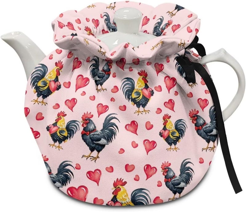 Fonplted Rooster Tea Pot Dust Cover Decorative Waterproof Tea Cozy for Teapot Cute Home Decorative Tea Pot Warmer for Kitchen Office Easy to Install - Image 1